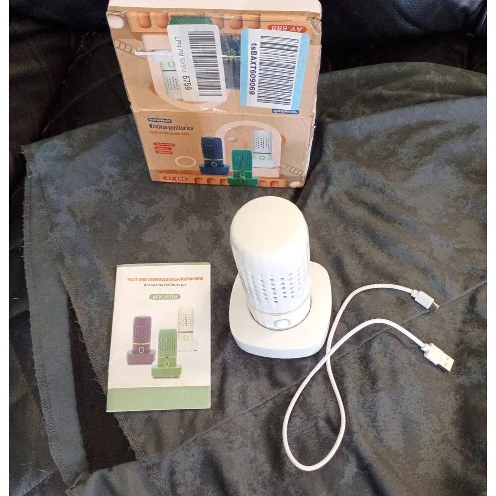 AY-688 Portable Fruits Vegetable Meat Washing Machine Rechargeable White